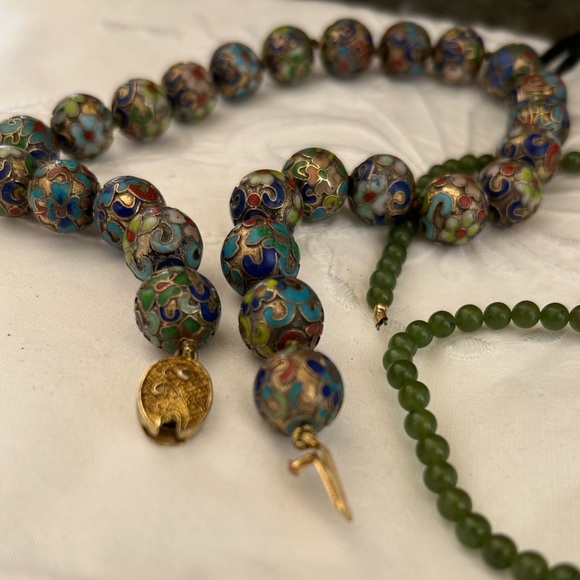 Antique Cloisonné and Jade Necklaces - Picture 9 of 11